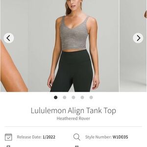 Lululemon Align Tank Top Heathered Rover NWT size 6